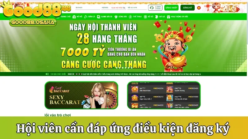 Hội viên cần đáp ứng điều kiện gì khi đăng ký tài khoản Good88